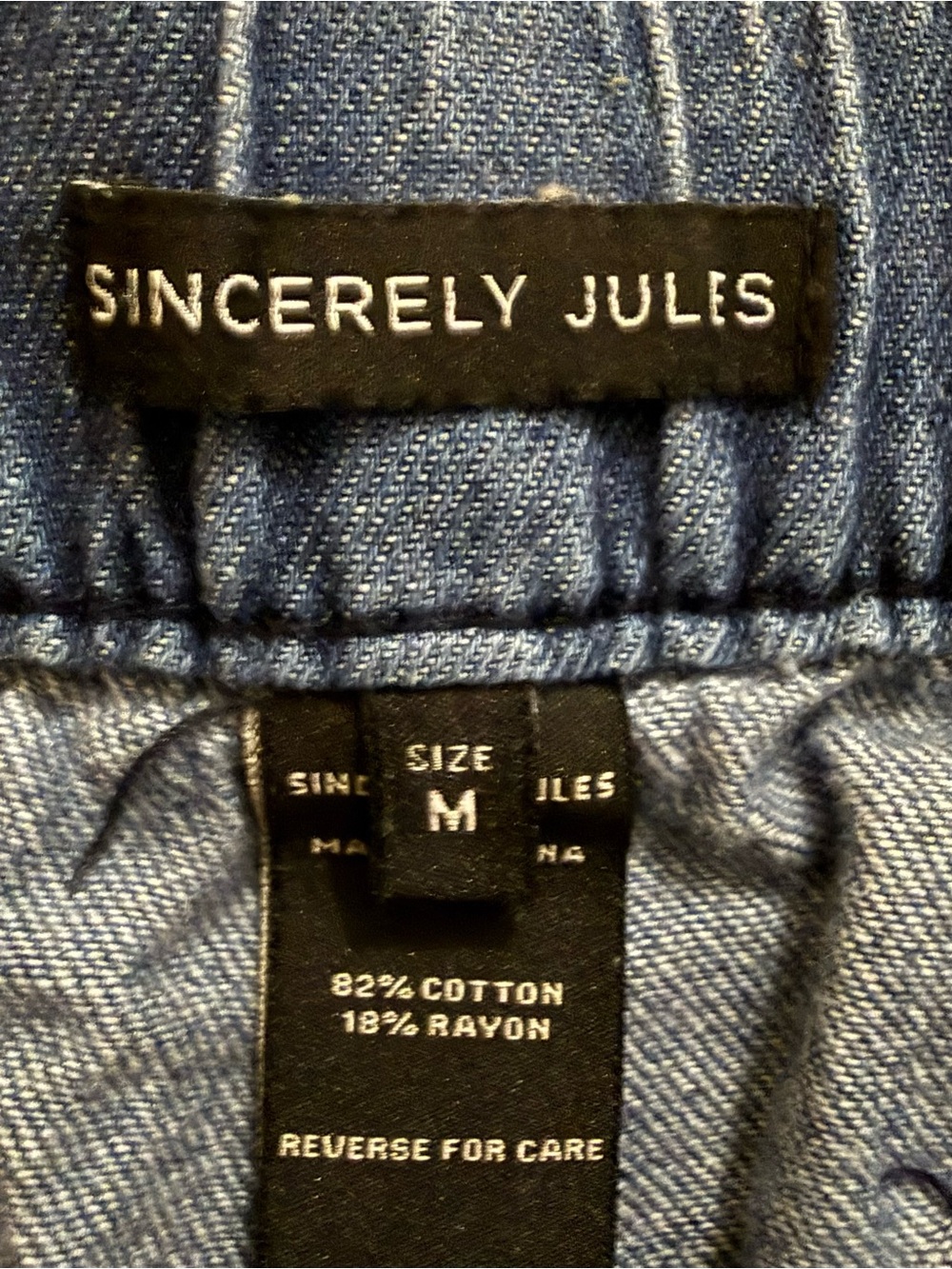 Sincerely Jules Denim Pull On Elastic Waist Pants Blue Medium Y2k Style - Picture 4 of 6